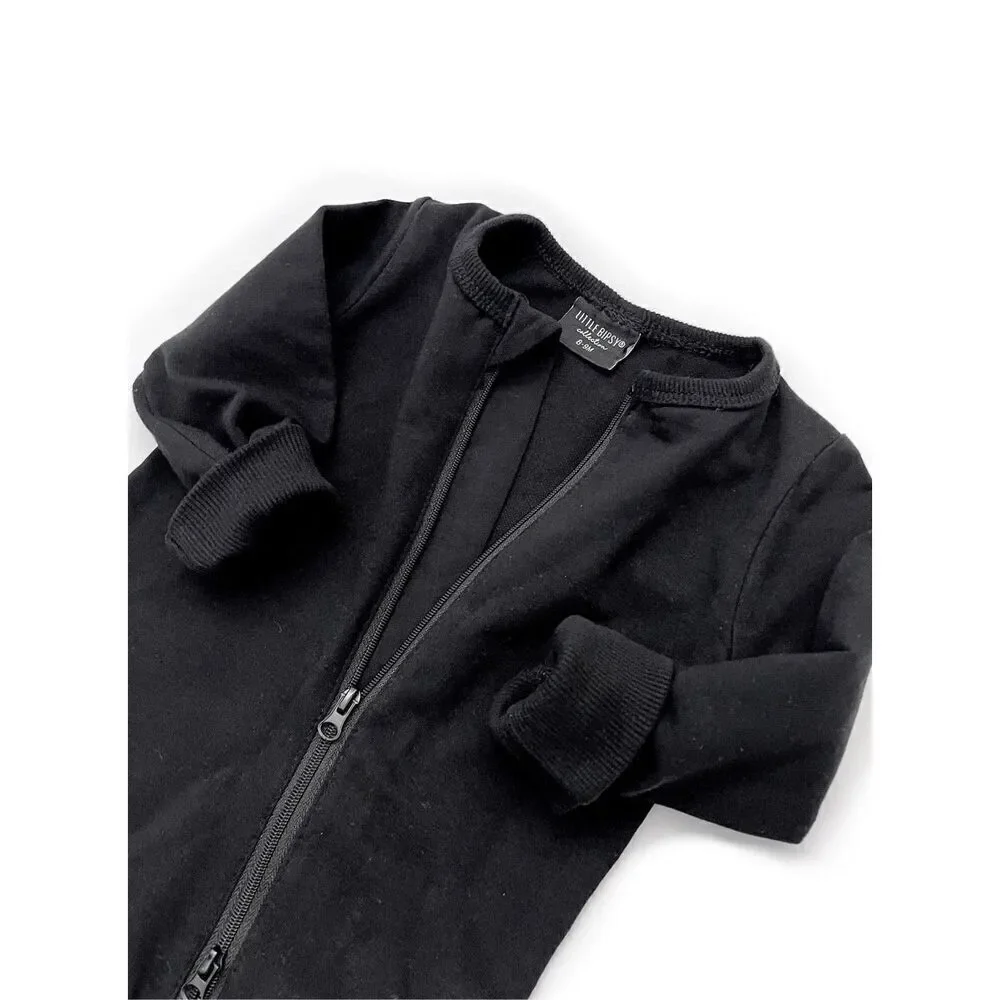 Little Bipsy Unisex 2-WAY ZIP ROMPER - BLACK 12-18M